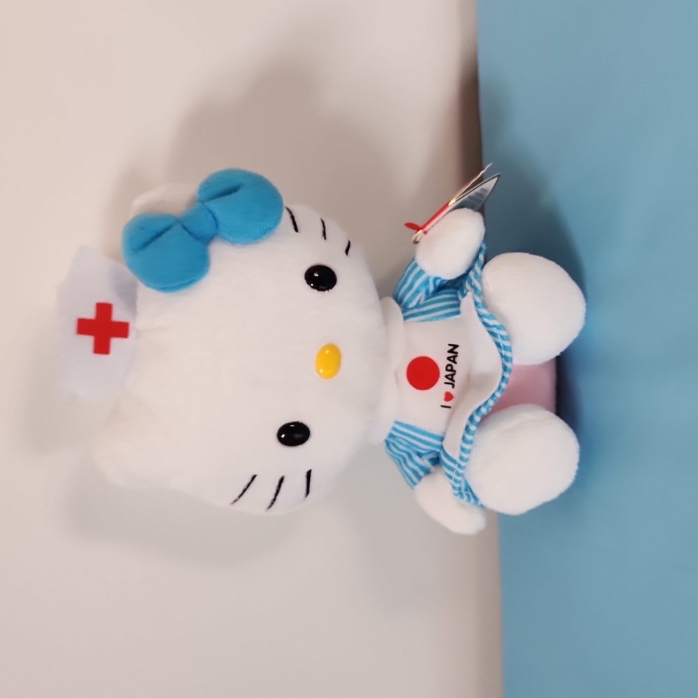 I Love Japan 6" Sanrio Nurse Red Cross Hello Kitty Plush Toy Beanie Babies